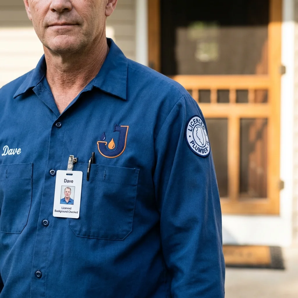 Licensed plumber showing ID badge in Osage City, KS