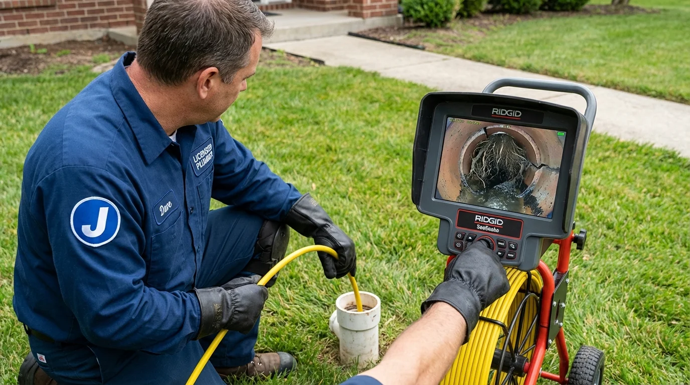 Sewer camera inspection being performed by Johns Plumbing LLC in Osage City